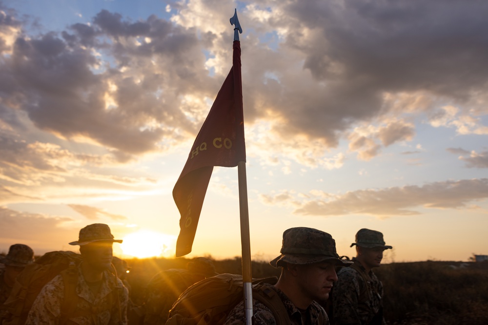 1st MARDIV HQ Bn. Marines participate in conditioning hike