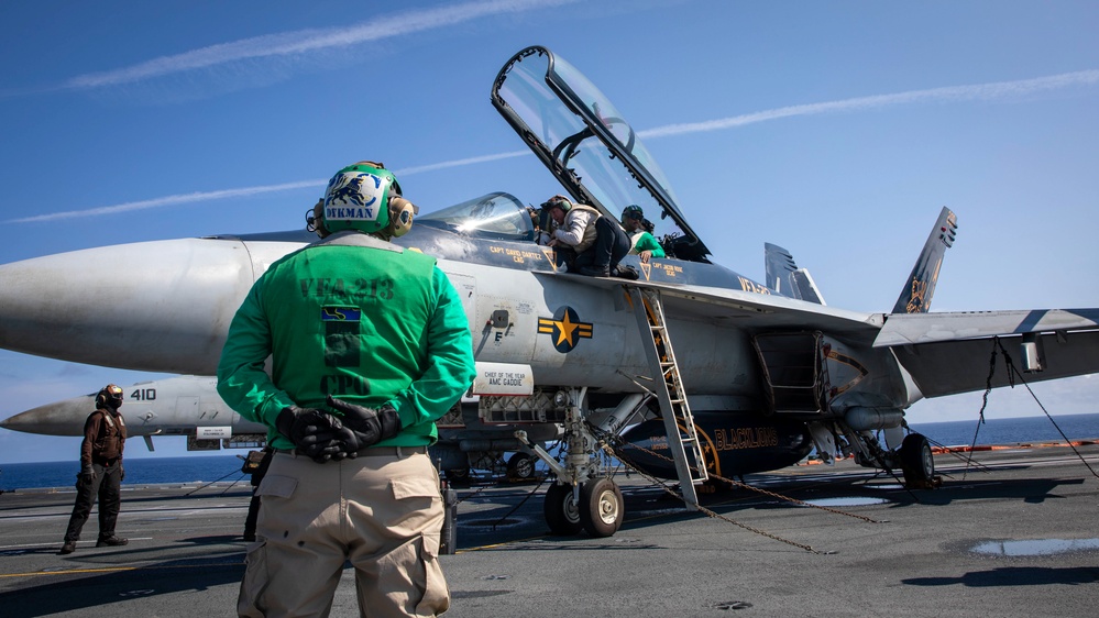 USS Gerald R. Ford (CVN 78) Sailors Conduct Routine Aircraft Maintenance