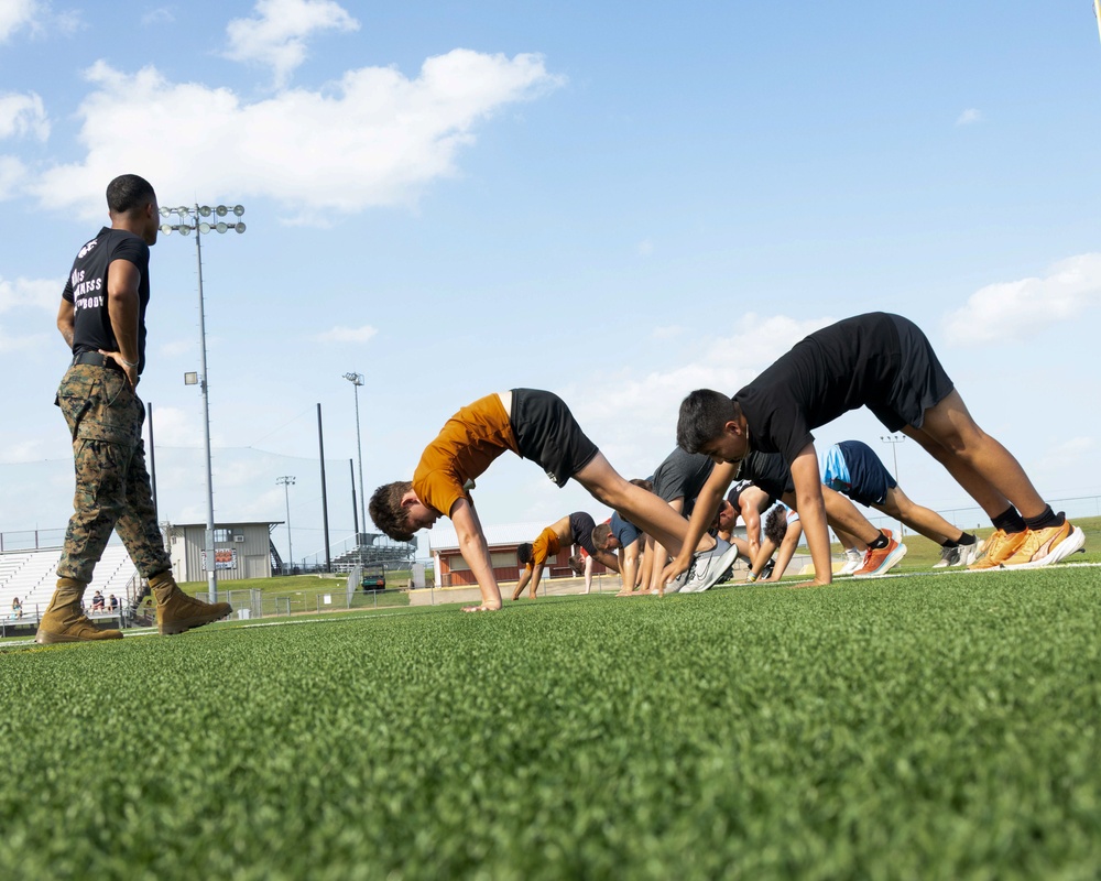 Recruiting Sub-Station conducts PT with Caldwell High School