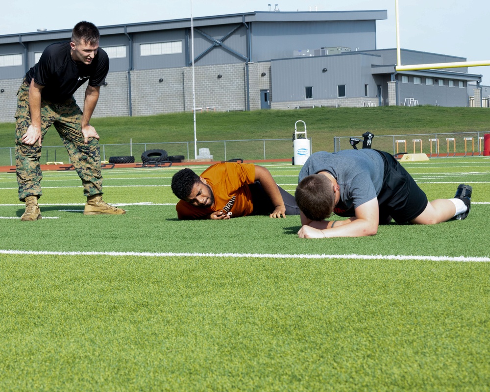 Recruiting Sub-Station conducts PT with Caldwell High School