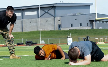 Recruiting Sub-Station conducts PT with Caldwell High School
