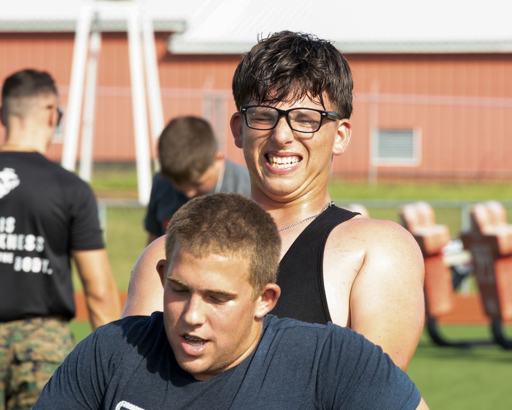 Recruiting Sub-Station conducts PT with Caldwell High School