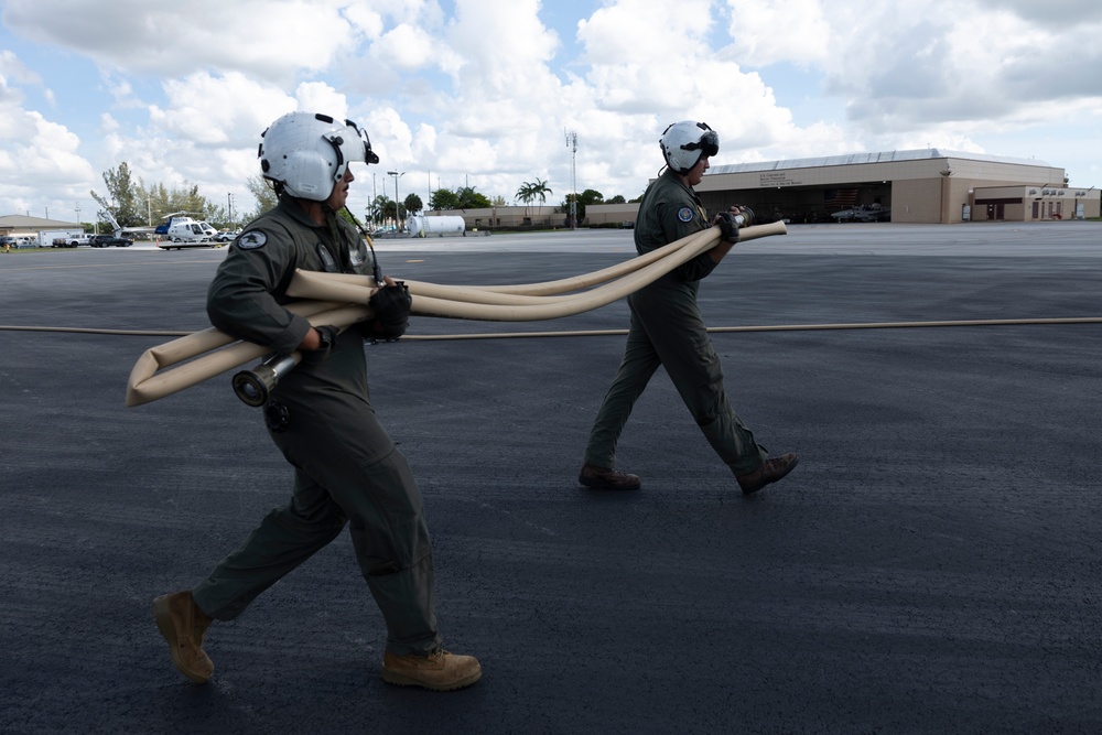 U.S. Marines with HMH-461 conduct flight operations and simulate air-delivered ground refueling