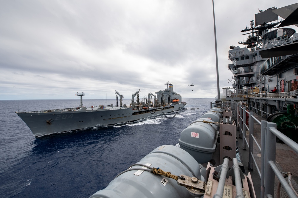 America Strike Group Conducts Replenishment at Sea with USNS Rappahannock During Talisman Sabre 25