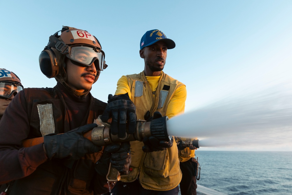 USS Gerald R. Ford (CVN 78) Conducts Flight Deck Firefighting Drills