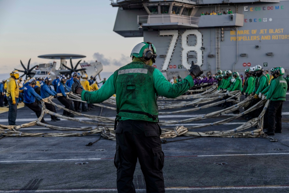 USS Gerald R. Ford (CVN 78) Conducts Flight Deck Firefighting Drills