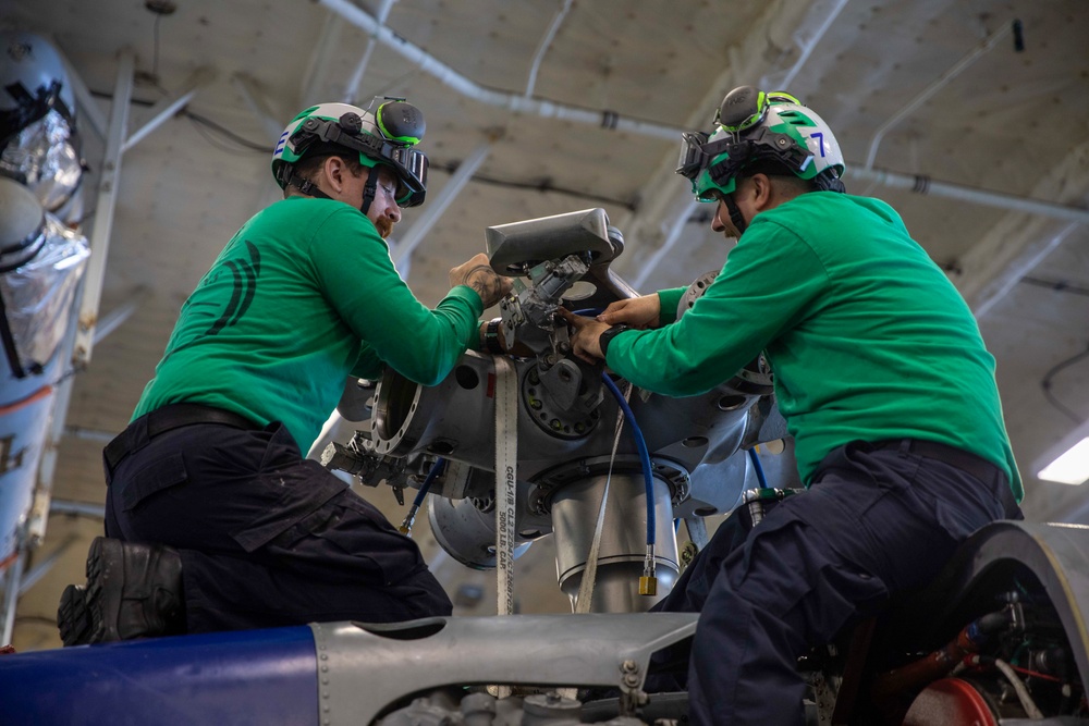 Helicopter Maritime Strike Squadron 70 Sailors Conduct Maintenance