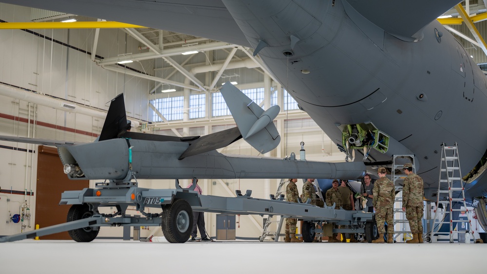 Travis maintainers remove KC-46 boom for repair