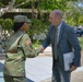 Madigan Commander, U.S. Army Col. Hope M. Williamson-Younce greets Dr. Stephen Ferrara, acting assistant secretary of defense for Health Affairs, at Madigan Army Medical Center