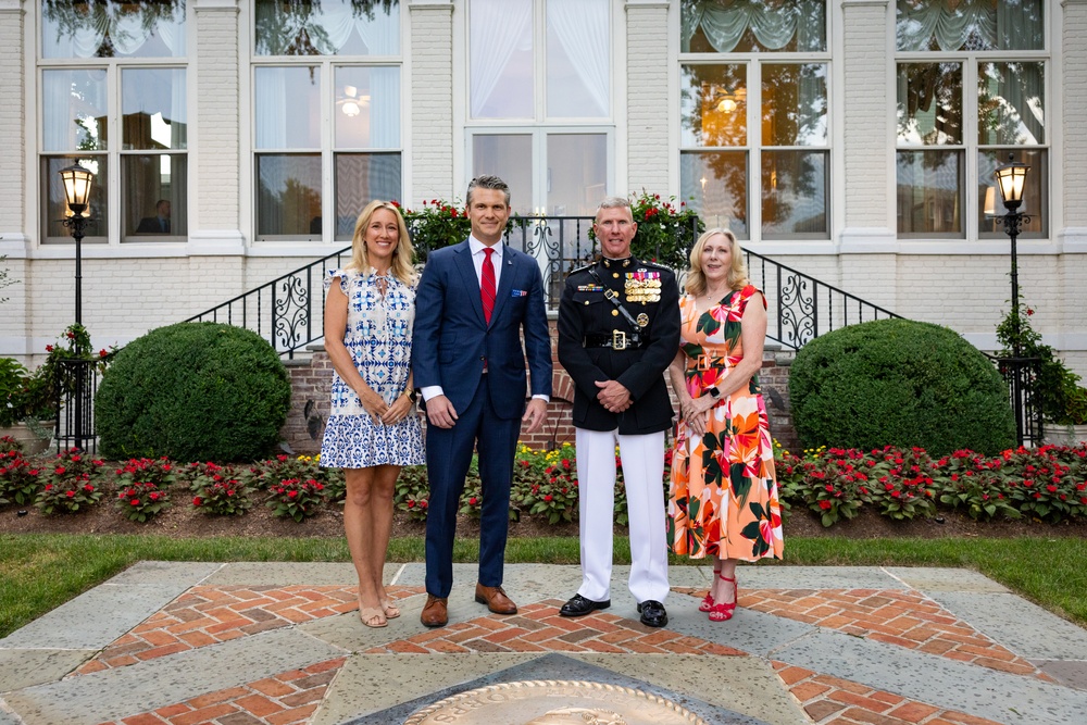 Commandant, Gen. Eric M. Smith hosts Secretary of Defense, Hon. Pete Hegseth for an Evening Parade at MBW