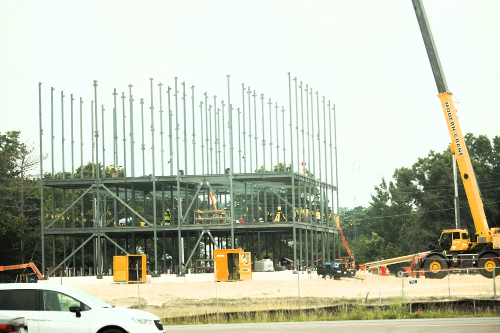 Structural steel framing in full swing as $55.75 million Collective Training Officers Quarters Project at Fort McCoy continues growing during July 2025