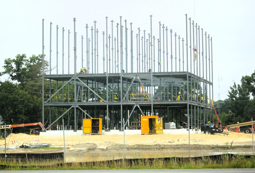 Structural steel framing in full swing as $55.75 million Collective Training Officers Quarters Project at Fort McCoy continues growing during July 2025