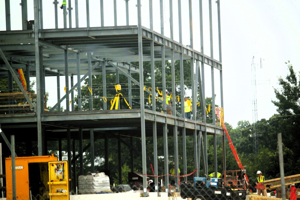 Structural steel framing in full swing as $55.75 million Collective Training Officers Quarters Project at Fort McCoy continues growing during July 2025