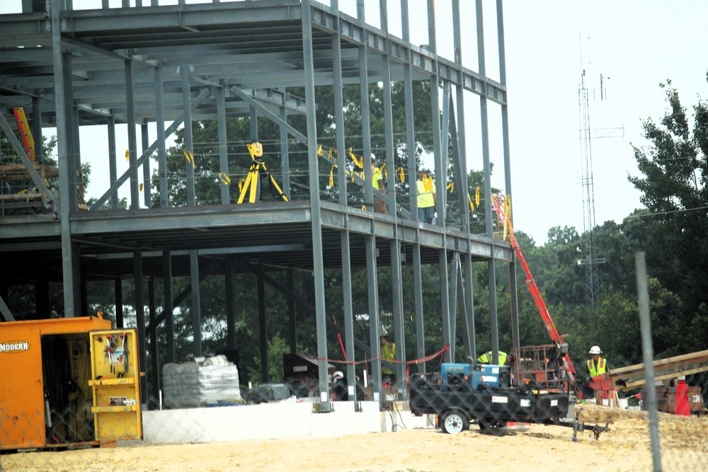Structural steel framing in full swing as $55.75 million Collective Training Officers Quarters Project at Fort McCoy continues growing during July 2025