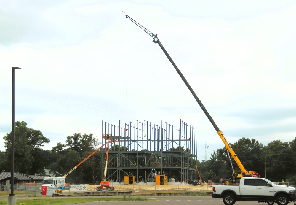 Structural steel framing in full swing as $55.75 million Collective Training Officers Quarters Project at Fort McCoy continues growing during July 2025