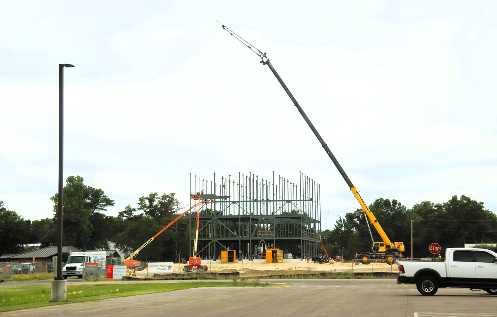 Structural steel framing in full swing as $55.75 million Collective Training Officers Quarters Project at Fort McCoy continues growing during July 2025