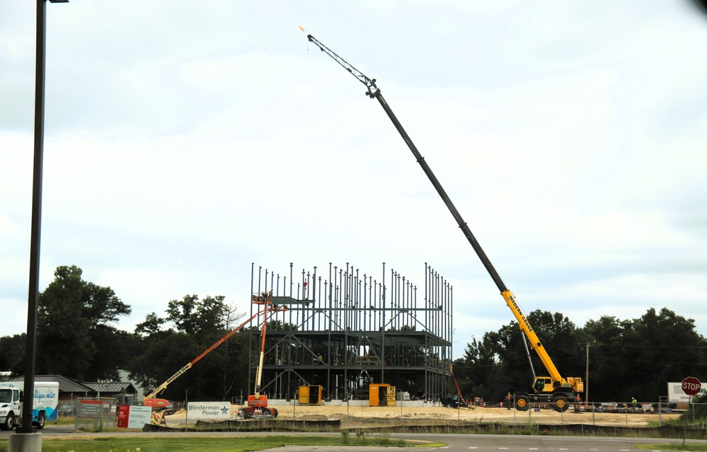 Structural steel framing in full swing as $55.75 million Collective Training Officers Quarters Project at Fort McCoy continues growing during July 2025
