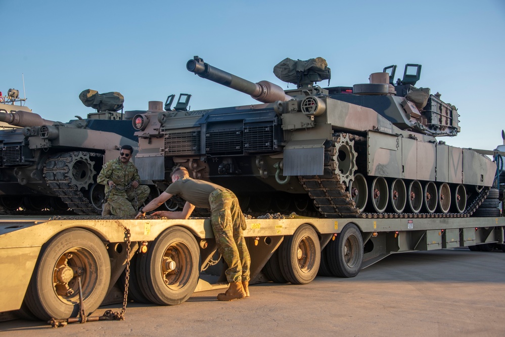 Australian tanks aboard a U.S. Army watercraft