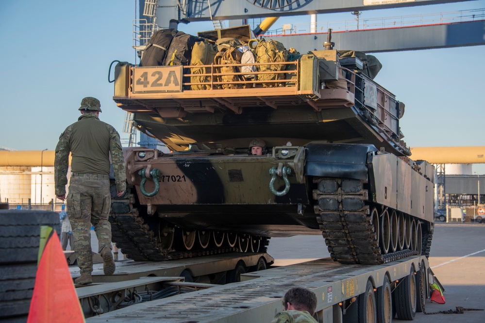 Australian tanks aboard a U.S. Army watercraft