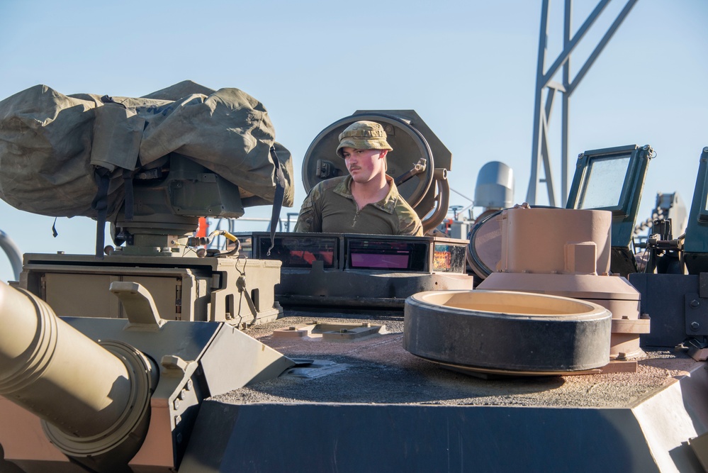 Australian tanks aboard a U.S. Army watercraft