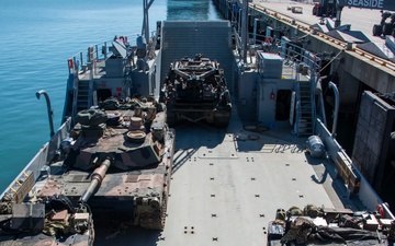 Australian tanks aboard a U.S. Army watercraft