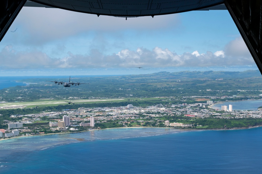 Partner nations fly together to celebrate the 81st Liberation Day Parade in Guam