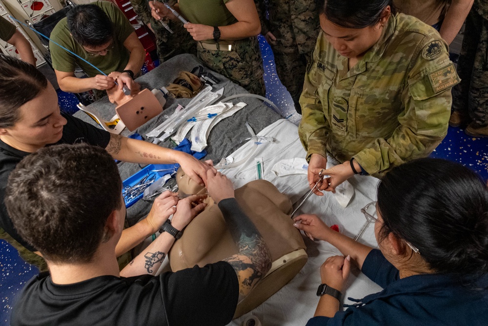USS America (LHA 6) conducts intubation training during Talisman Sabre 25