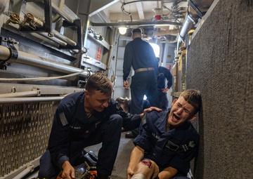 USS Ralph Johnson Sailors Respond to a Mass Casualty Drill