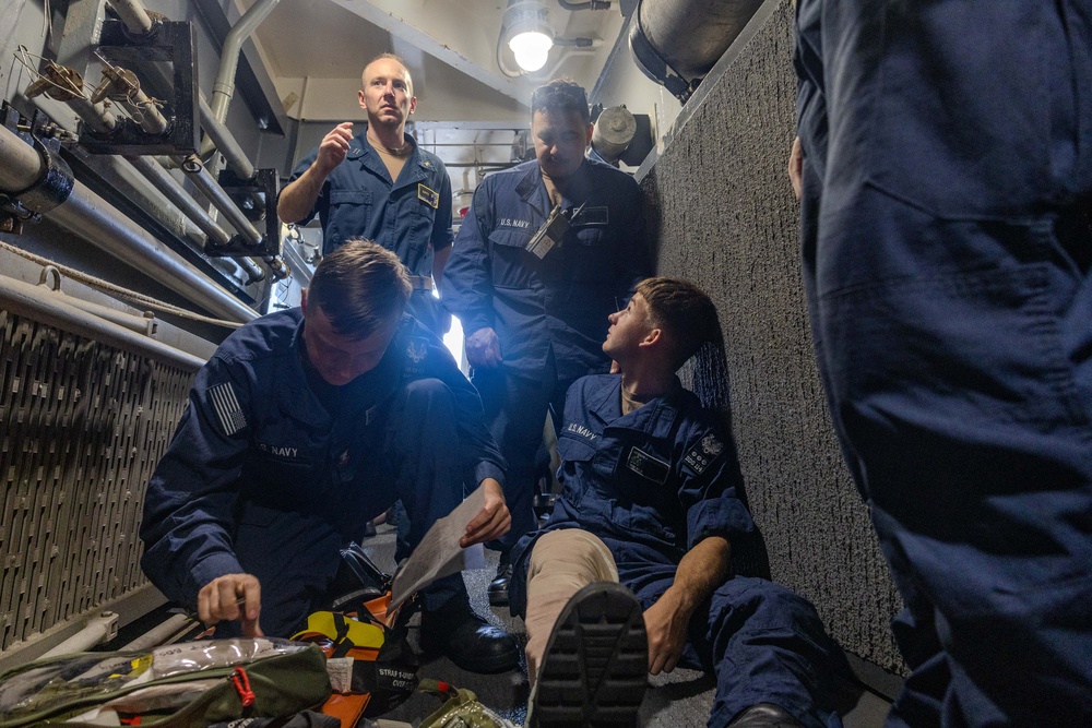 USS Ralph Johnson Sailors Respond to a Mass Causality Drill
