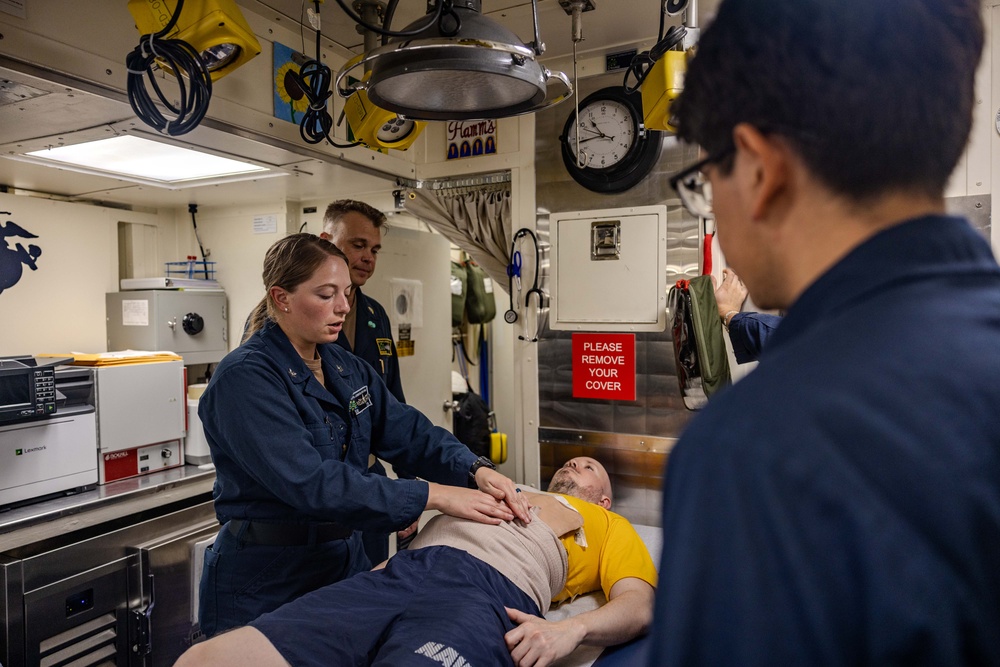 USS Ralph Johnson Sailors Respond to a Mass Causalty Drill