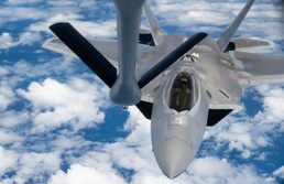 350th ARS refuels 90th FS F-22s during DLE 2025
