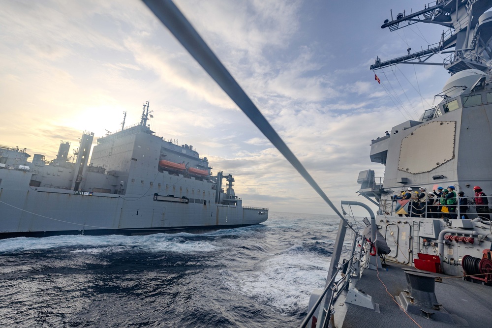 USS Ralph Johnson (DDG 114) Conducts an Underway Replenishment with USNS Amelia Earhart (T-AKE 6)