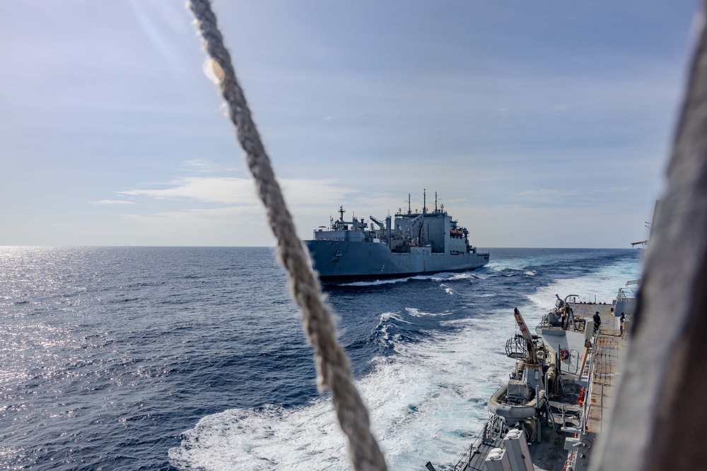 USS Ralph Johnson (DDG 114) Conducts an Underway Replenishment with USNS Amelia Earhart (T-AKE 6)