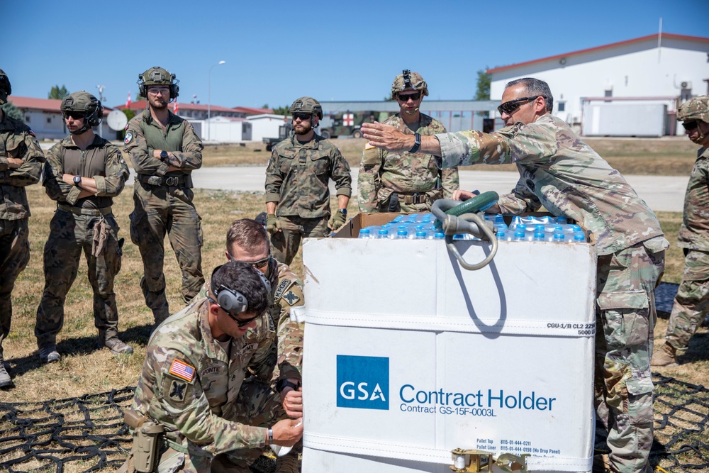 KFOR soldiers from Poland, Turkey and the U.S. Army conduct sling load training on Camp Novo Selo, Kosovo