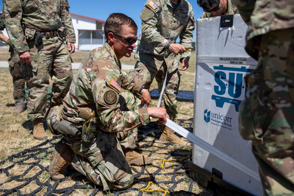 KFOR soldiers from Poland, Turkey and the U.S. Army conduct sling load training on Camp Novo Selo, Kosovo
