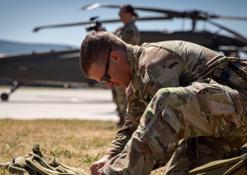 KFOR soldiers from Poland, Turkey and the U.S. Army conduct sling load training on Camp Novo Selo, Kosovo