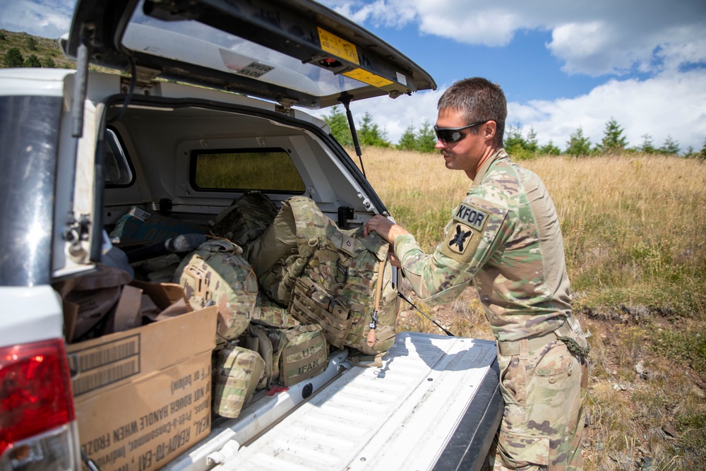 U.S. Army KFOR soldiers patrol the Administrative Boundary Line in Northern Kosovo
