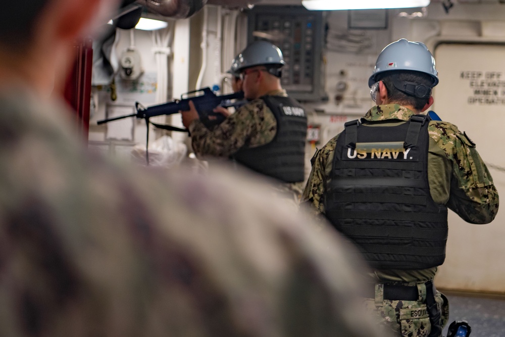 Reagan Sailors Work Together on a Mass Casualty Drill