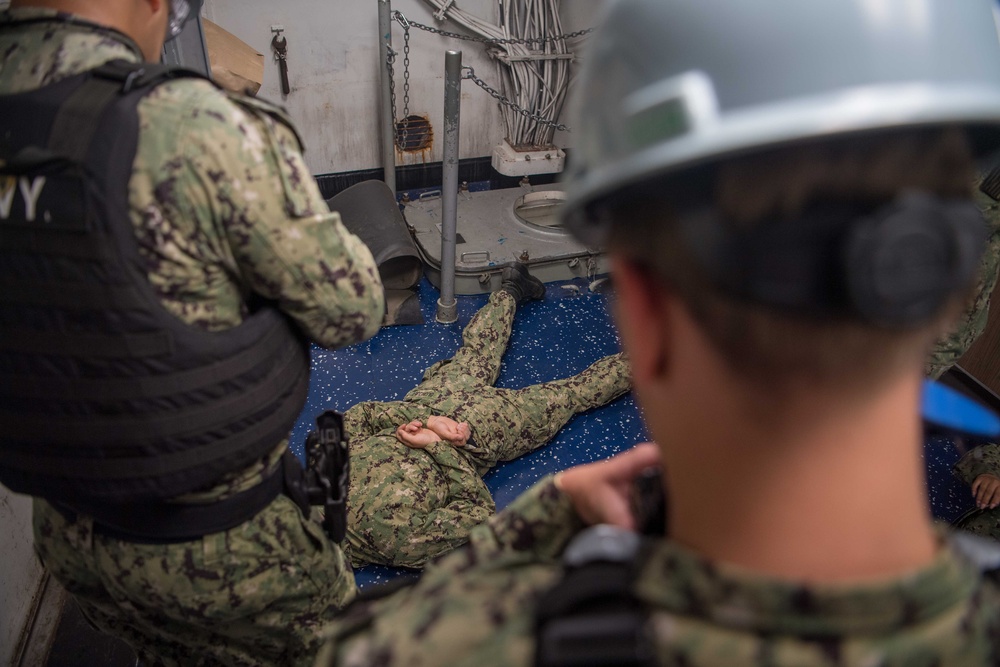 Reagan Sailors Work Together on a Mass Casualty Drill