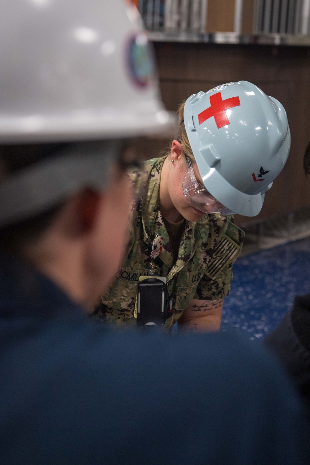 Reagan Sailors Work Together on a Mass Casualty Drill