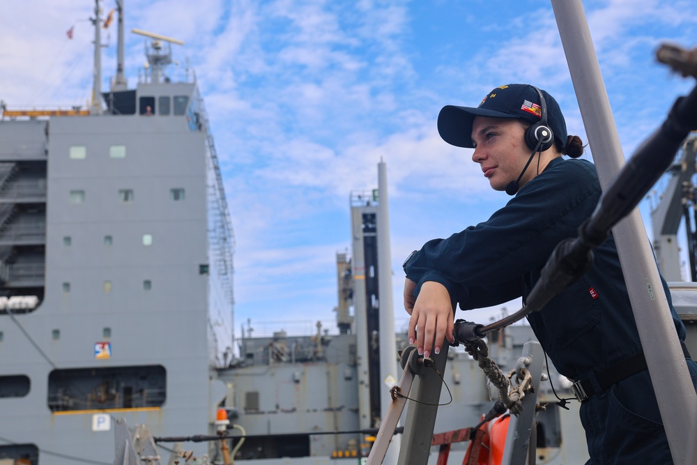 QMSN Autumn Sequin operates the aft missile deck lookout and phone talker station