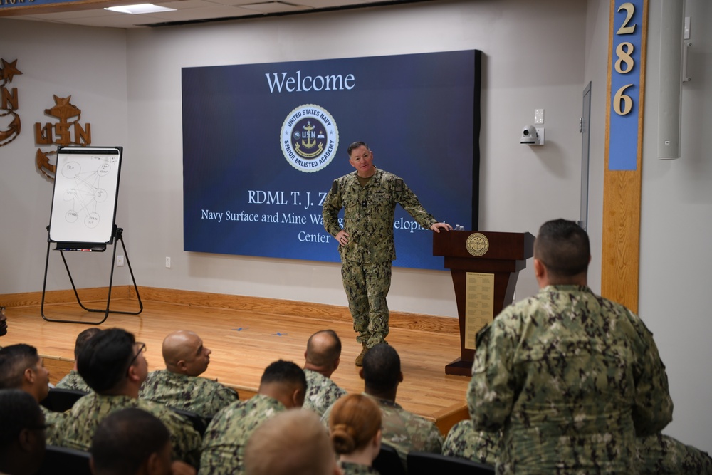 Rear Adm. Zerr speaking to Senior Enlisted Academy Class 286