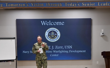 Rear Adm. Zerr speaking to Senior Enlisted Academy Class 286