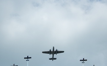 B-25 Mitchell flies over Fort Wayne