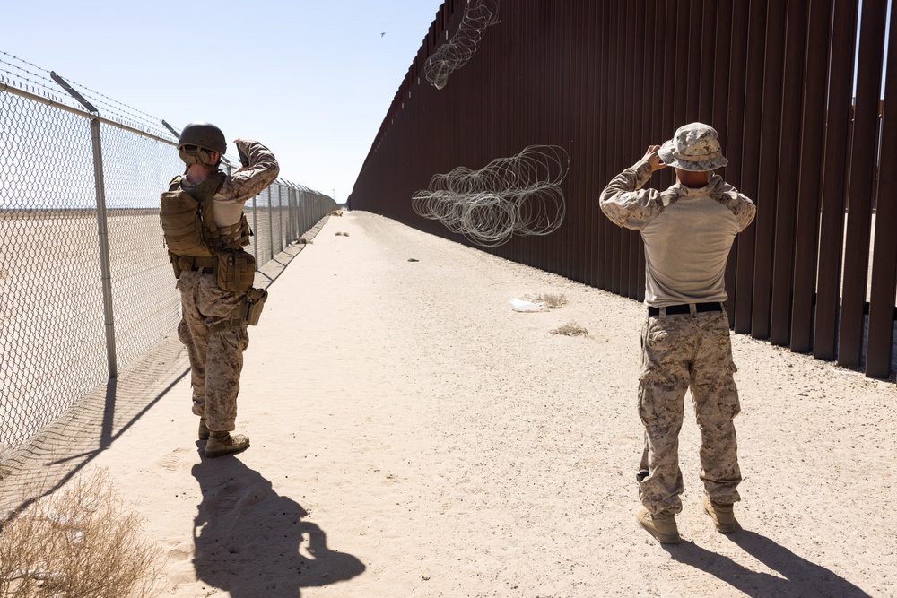 Task Force Forge Marines conduct a survey of the southern border barrier