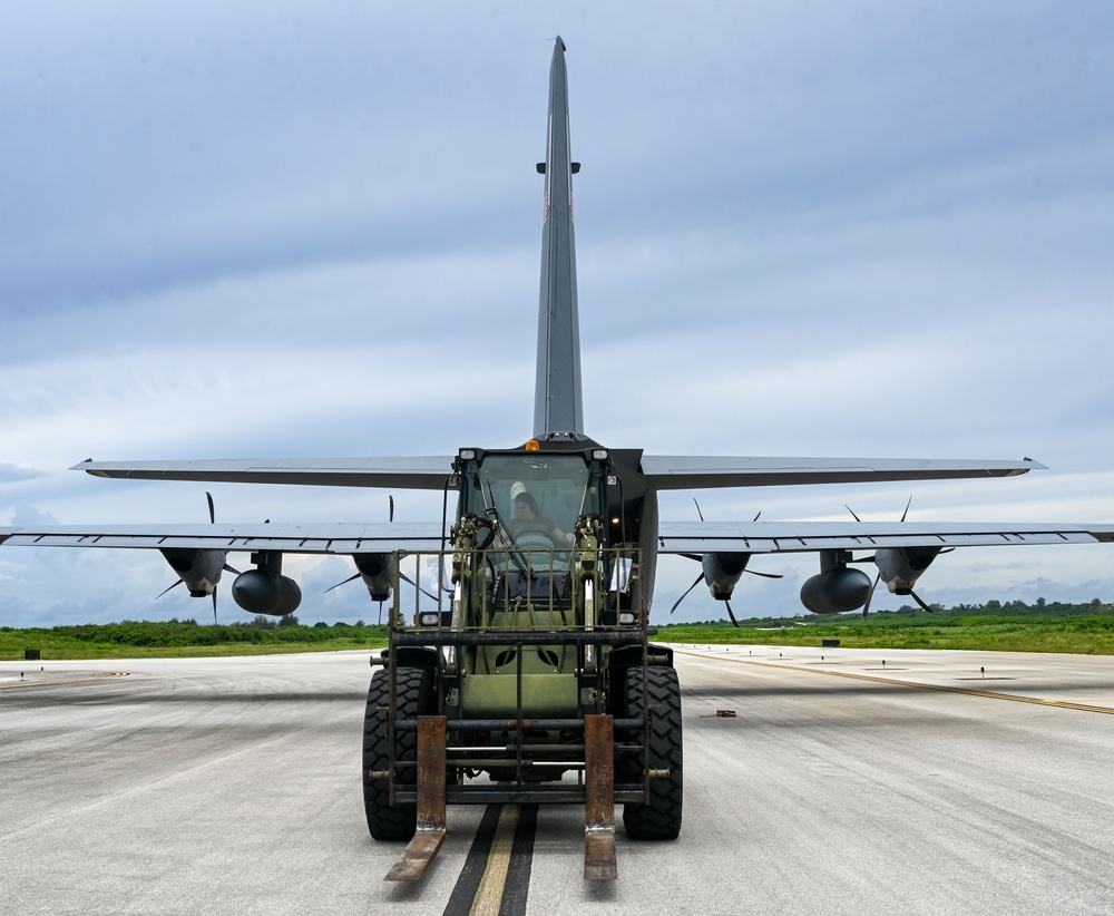 Airmen transport, offload cargo in support of DLE series operations in Tinian