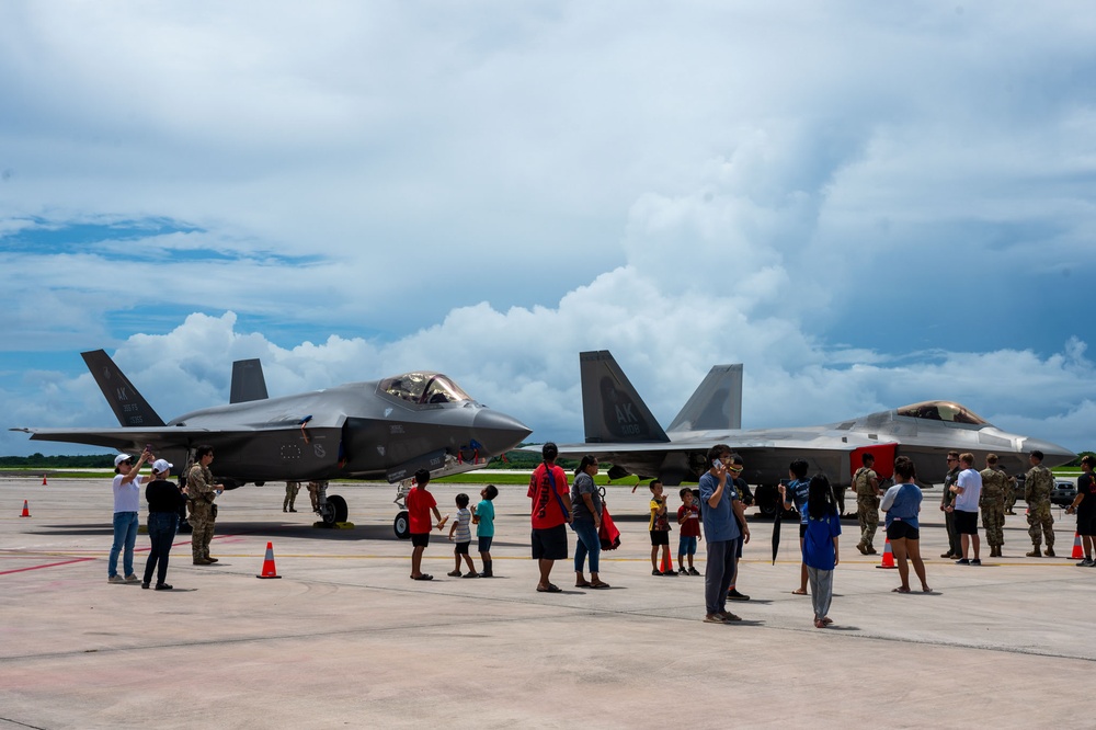 3rd Air Expeditionary Wing team welcomes community members  to a “Pet the Jet” day in Saipan