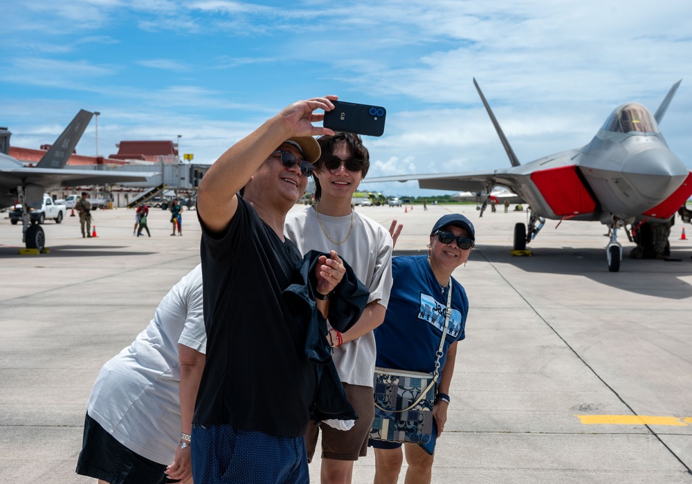 3rd Air Expeditionary Wing team welcomes community members  to a “Pet the Jet” day in Saipan