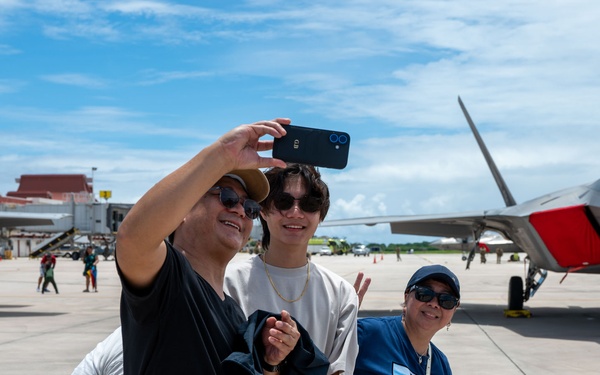 3rd Air Expeditionary Wing team welcomes community members  to a “Pet the Jet” day in Saipan