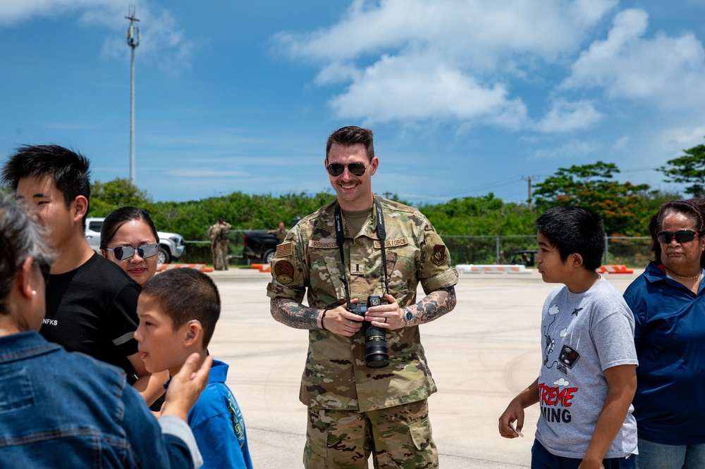 3rd Air Expeditionary Wing team welcomes community members  to a “Pet the Jet” day in Saipan